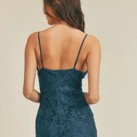 Beautiful! NWT LUSH Teal Blue Green Lace Midi Dress Size Large - Picture 16 of 16